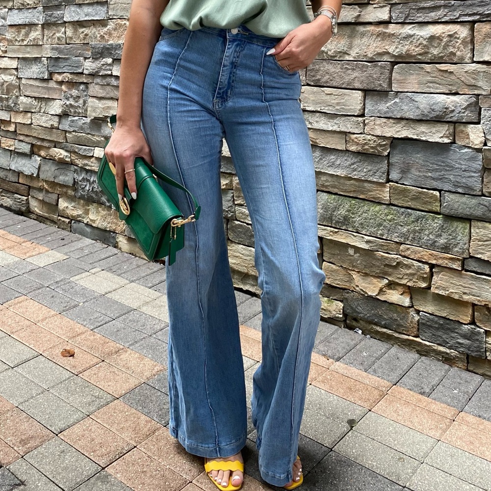 Jealous Tomato Blue Flare Wide Leg Jeans